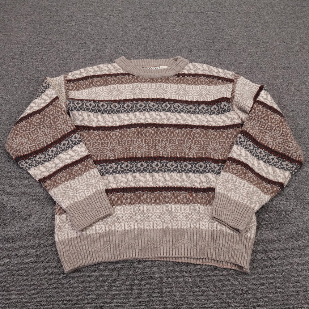 Vintage Giorgio‎ Di Firenze Sweater Mens Medium Brown Fair Isle Wool Knit Italy